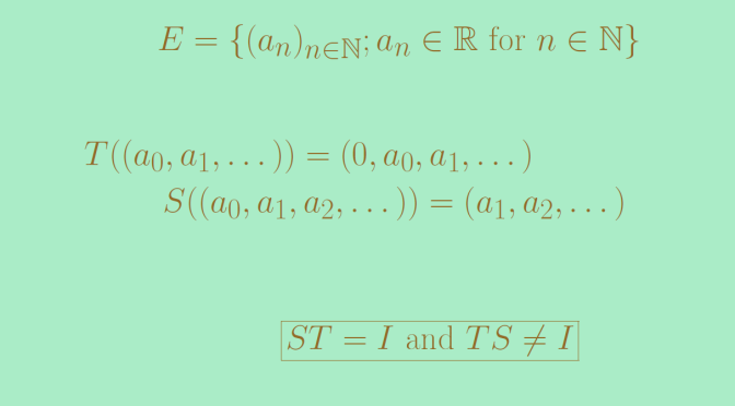 A linear map having a left inverse which is not a right inverse