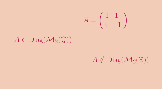 A diagonalizable matrix over Q but not over Z