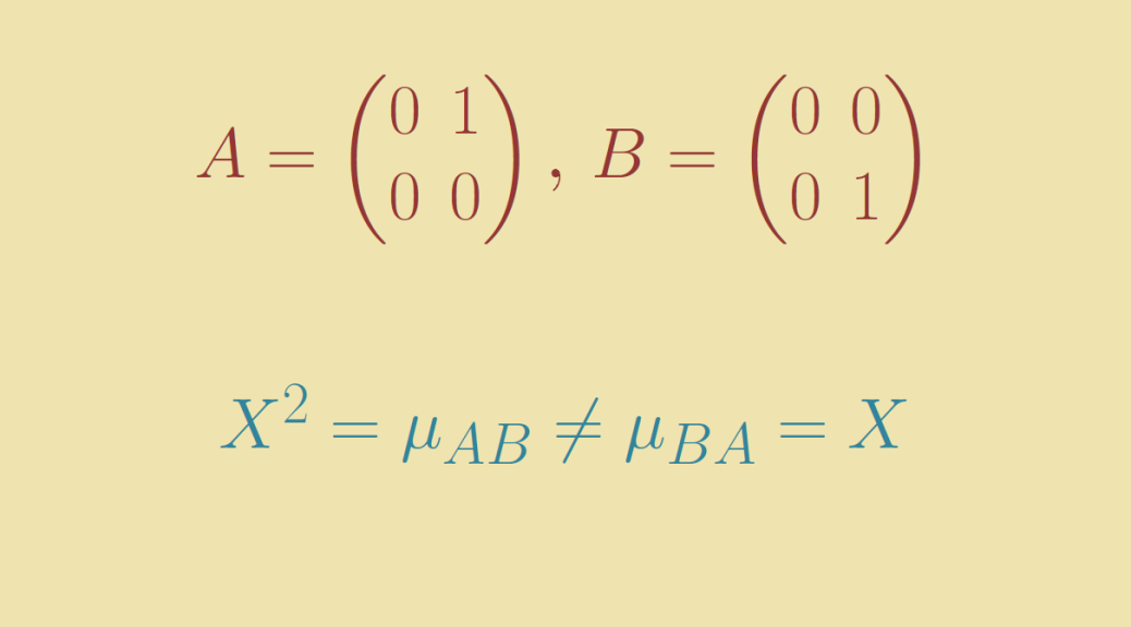 Two matrices A and B for which AB and BA have different minimal