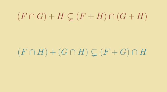 Intersection and sum of vector subspaces