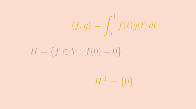 A proper subspace without an orthogonal complement