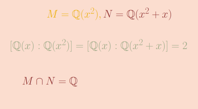 Field not algebraic over an intersection but algebraic over each initial field